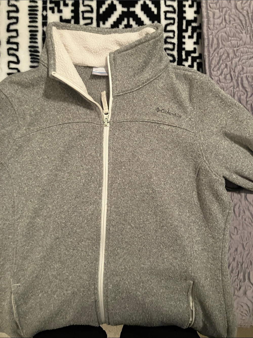 Columbia Women's Light Gray Sherpa-Lined Full-Zip Jacket